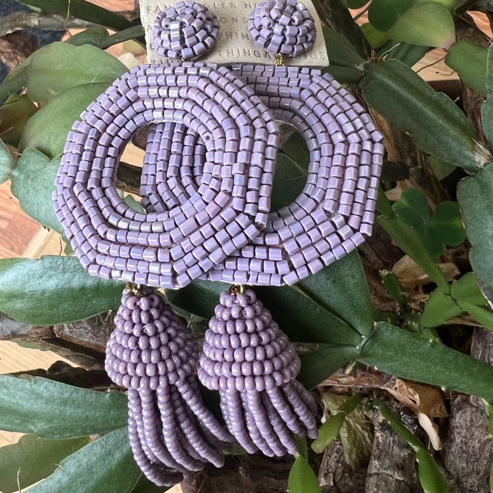 Anthropologie Deepa Gurnani Aisha Drop Earrings - Lavender- NWT - Picture 13 of 16